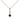 Front view of Rose gold pendant with round black diamond and two white diamonds in a vertical bezel setting on a rope chain.