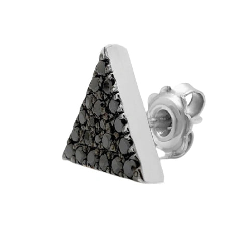 1 Ct Black Diamond Triangle Shape Single Stud Earring Black Diamond Earrings