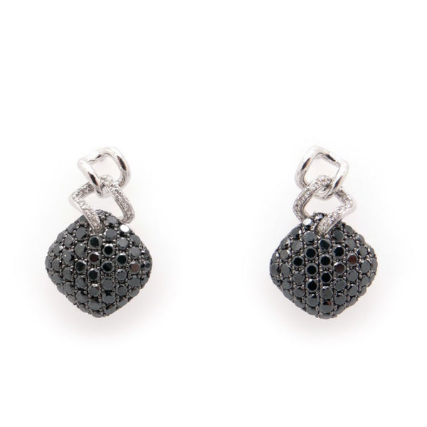 1 Ct Round Cut Black Diamond Drop Earrings Black Diamond Earrings