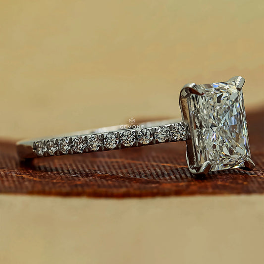 1 Carat Radiant Cut Lab Grown Diamonds Ring With Accents