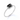 Top view of White gold ring featuring an emerald-cut black gemstone with a delicate beaded bezel setting on a slim band.