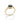 Top view of Yellow gold bezel-set round black gemstone ring with a split shank design in polished white gold.