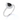 Angle view of white gold ring featuring a pear-shaped black gemstone surrounded by a halo of sparkling white diamonds