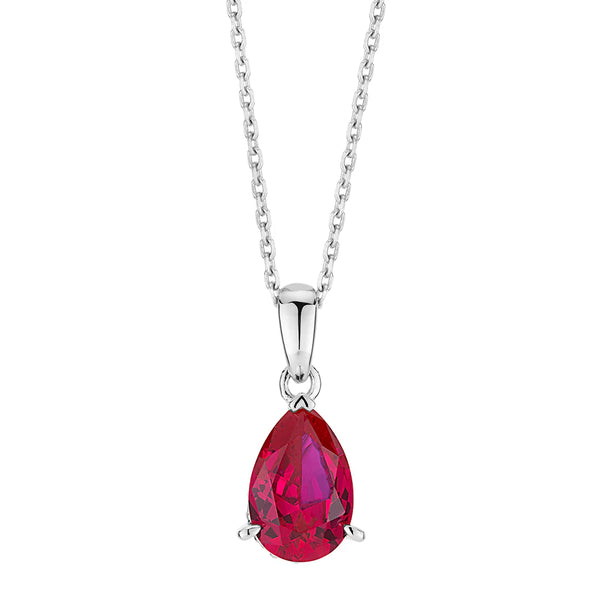3.10 Carat Pear Ruby Gemstone Prong Setting Hidden Halo Pendant Ruby