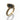 Angle view of a gold pear-shaped halo ring with prong-set black diamond center and round black accent stones on a band.