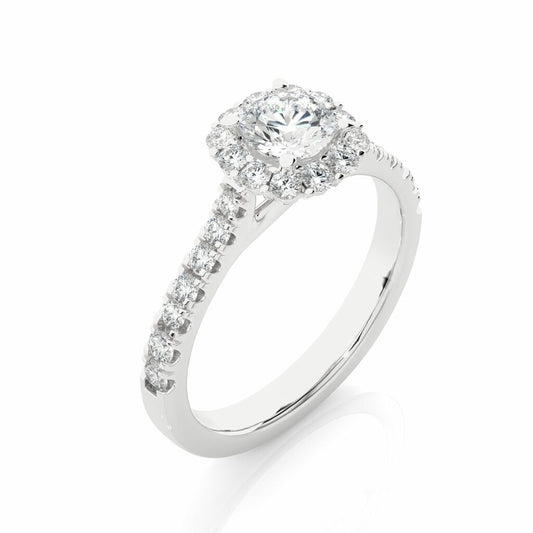1.28 Ct Round Cut Halo Lab Grown Diamond Engagement Ring