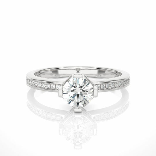 Lab Diamond Unique Prong Hidden Halo Ring