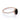 Side view of delicate halo ring featuring an elongated oval black diamond set on a slim band lined with tiny white stones.