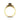 Side view of yellow gold ring with large round black gemstone, vintage floral design, and small black accents on the band.