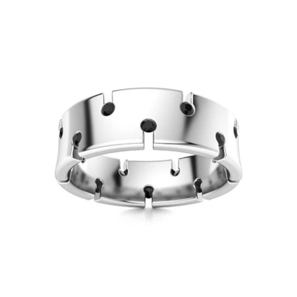 0.56 Carat Round Shape Bezel Setting Black Diamond Ring In White Gold For Men's Black Diamond Ring