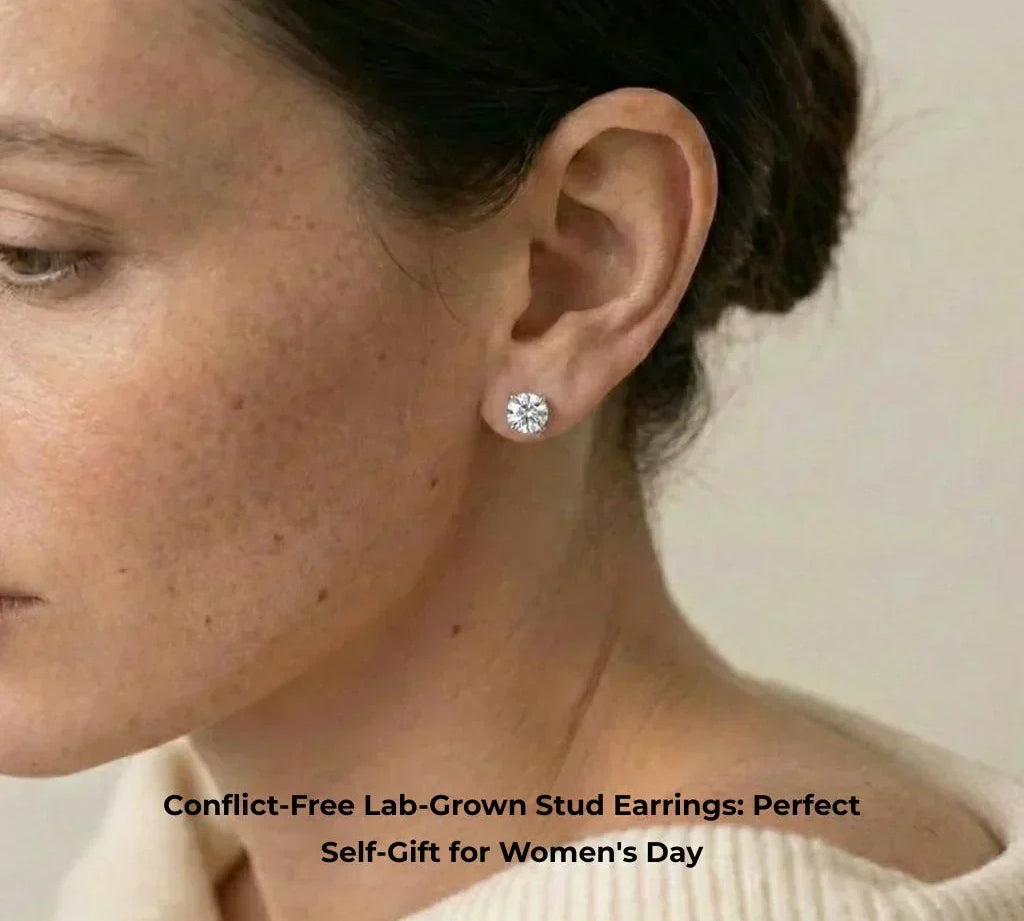 Conflict-Free Lab-Grown Diamond Stud Earrings: Perfect Self-Gift for Women's Day