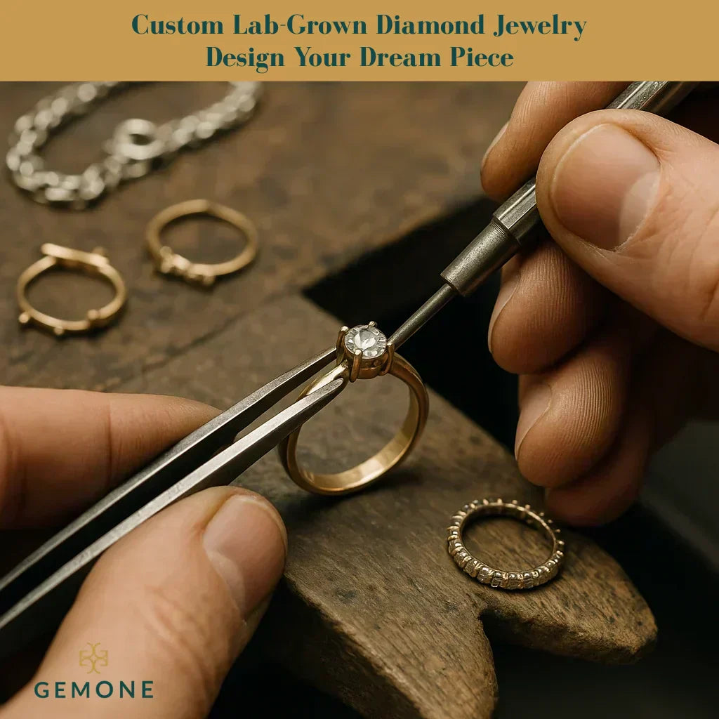 Jeweler Making Custom Diamond Ring Piece