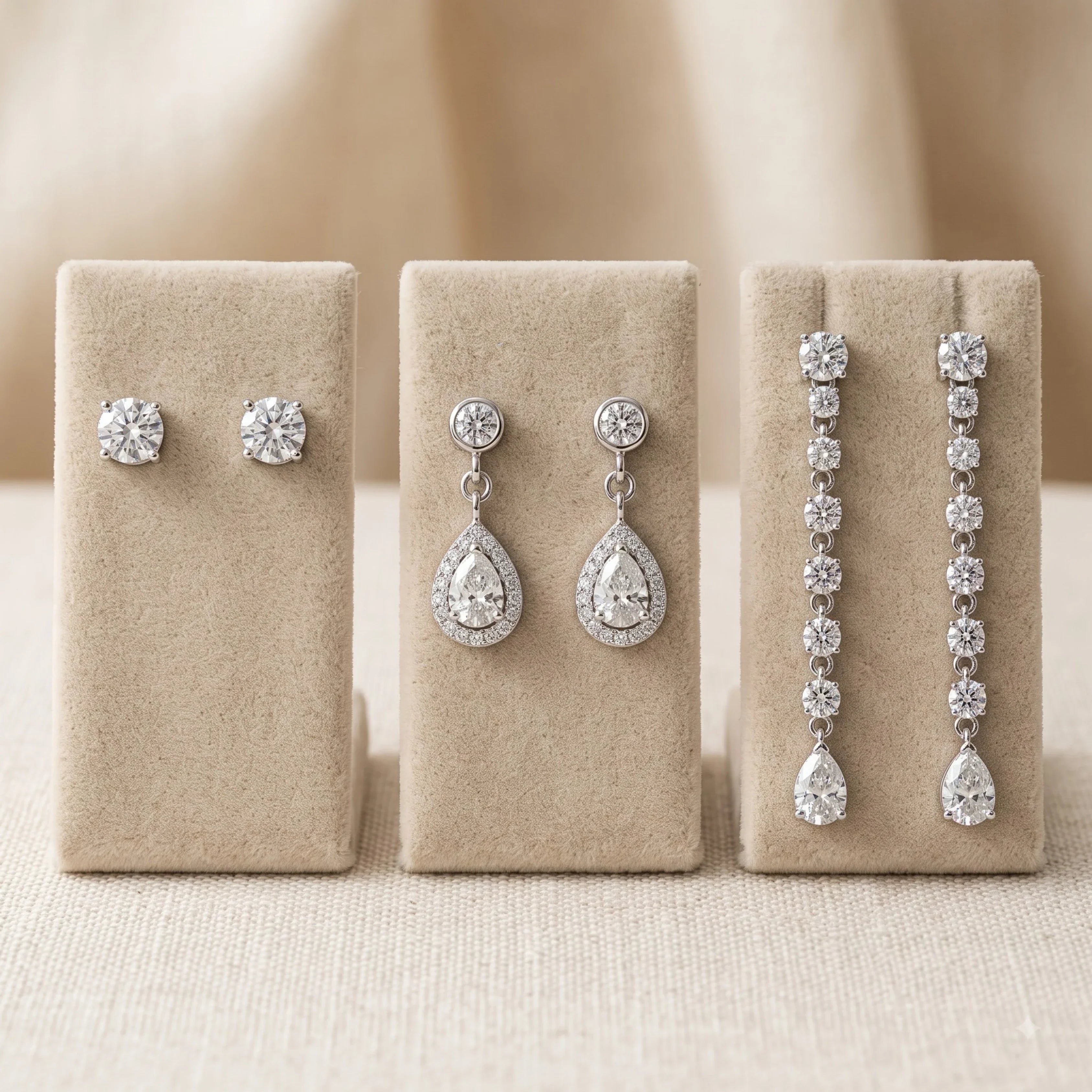Diamond Stud, Diamond Hoop and Diamond Dangle earrings
