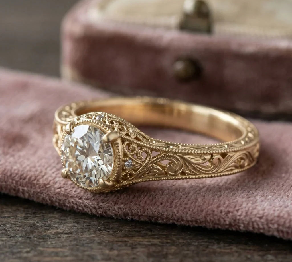 Engraved Filigree Solitaires Inspired By Taylor’s Heirloom Glow