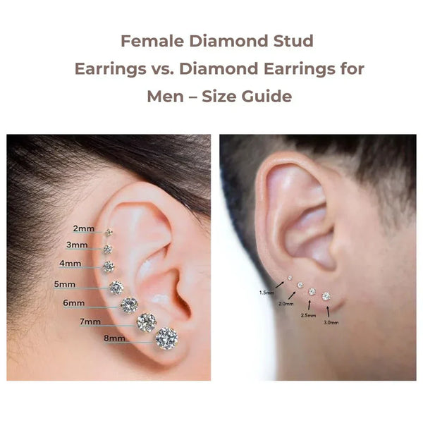 Female Diamond Stud Earrings vs. Diamond Earrings for Men – Size Guide