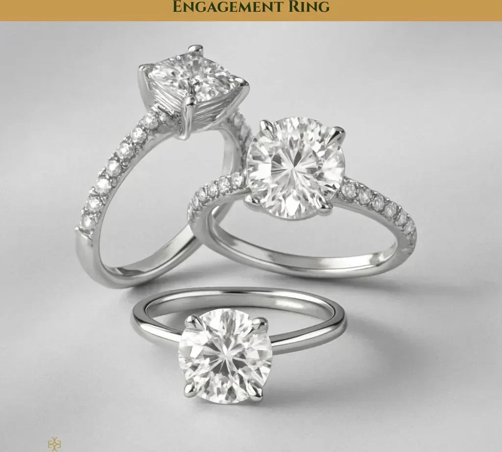 Solitaire Diamond Ring And Halo Engagement Ring