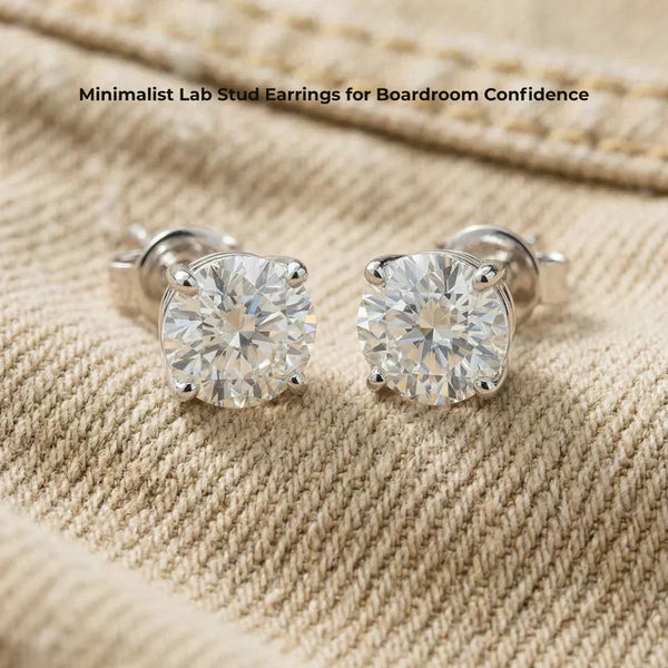 Minimalist Lab Diamond Stud Earrings For Boardroom Confidence