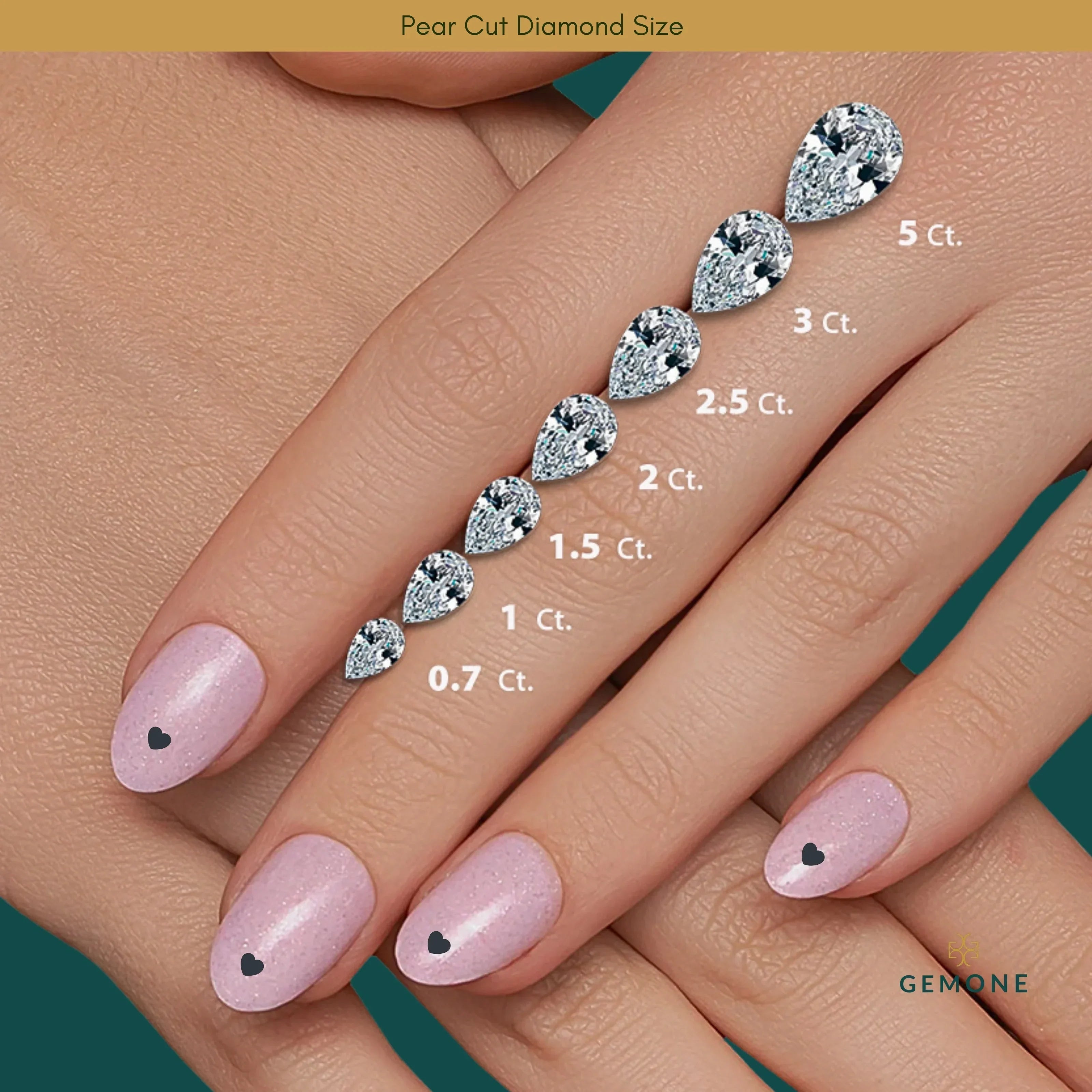 Pear Cut Diamond Size Chart (MM Sizes To Carat Weight) – Gemone Diamond