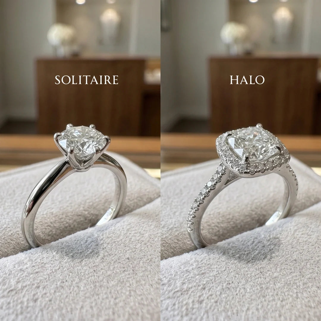 Solitaire vs Halo Engagement Rings