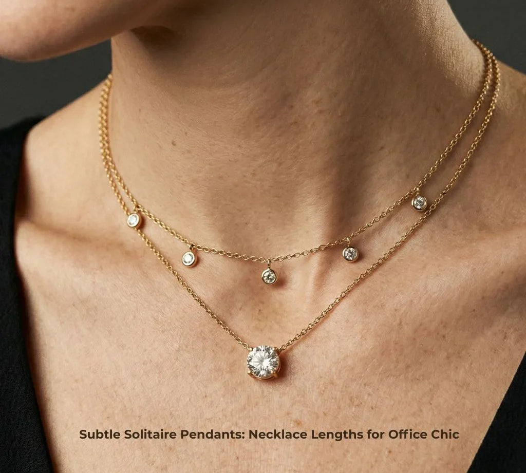 Subtle Solitaire Pendants: Necklace Lengths For Office Chic