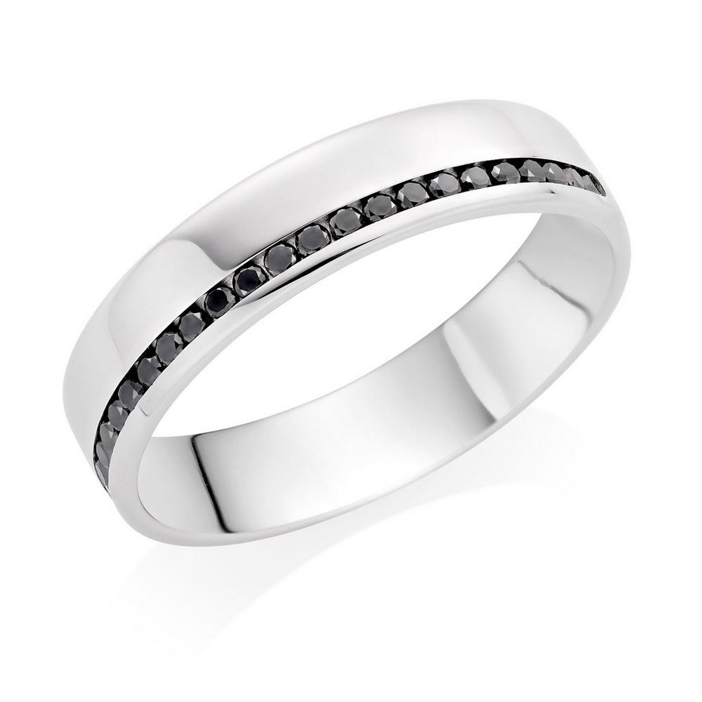 0.31 Ct Round Cut Channel Setting Black Diamond Half Eternity Wedding Band Men's Wedding Rings