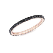 0.53 Ct Round Cut Channel Setting Black Diamond Full Eternity Ring 18K Rose Gold Black Diamond Wedding Rings