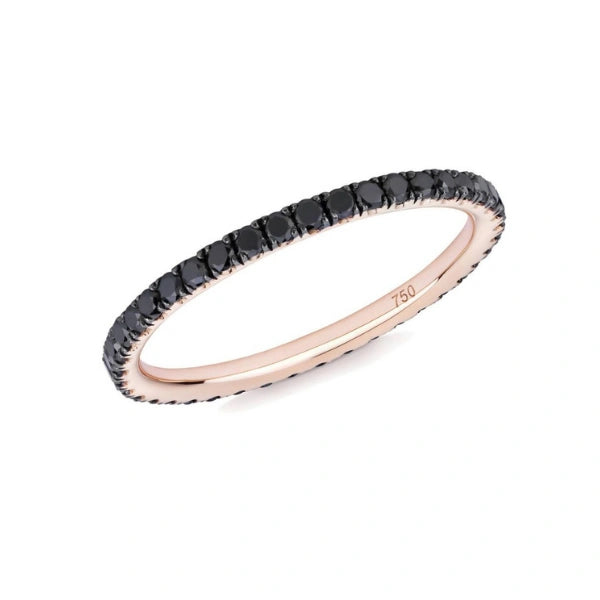 0.53 Ct Round Cut Channel Setting Black Diamond Full Eternity Ring Black Diamond Wedding Rings