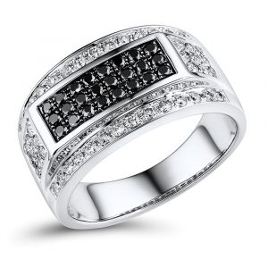 2 Ct Round White And Black Diamond Ring For Men Black Diamond Wedding Rings