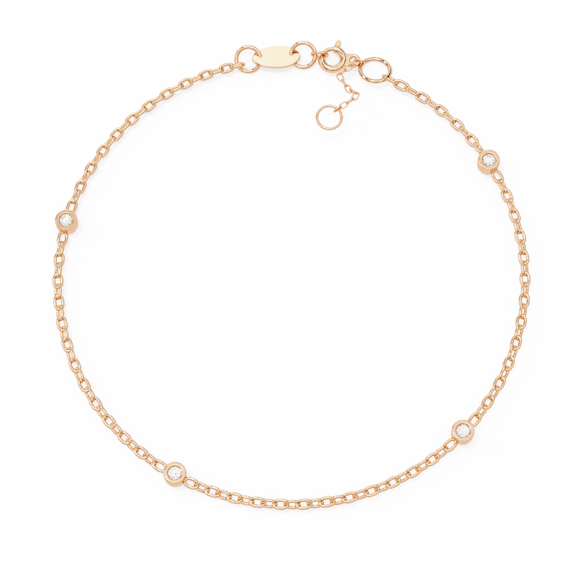 0.07 Carat Round Shape Diamond Bracelet In Yellow Gold 18K Rose Gold Natural Diamond