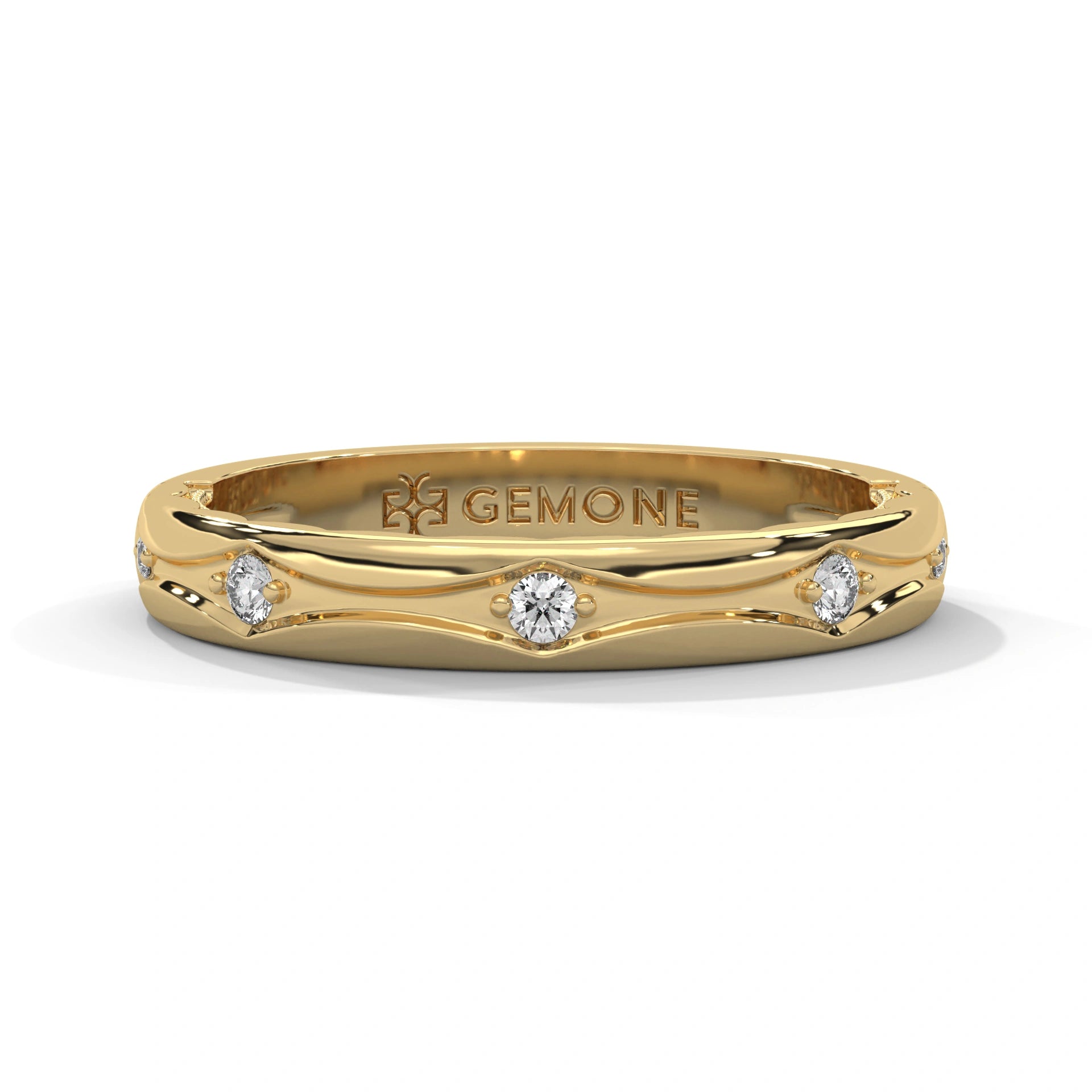0.08 Ct Lab Diamond Contour Wedding Band Rose Gold 18K Yellow Gold Natural Diamond