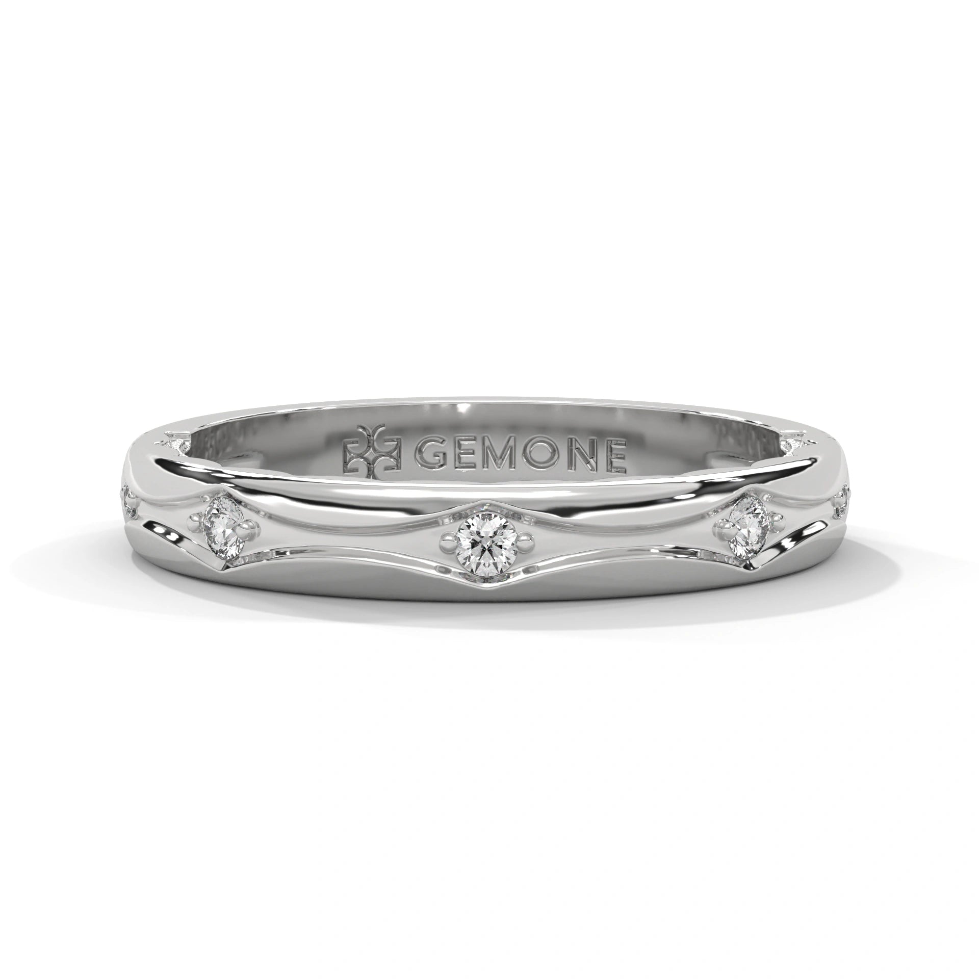 0.08 Ct Lab Diamond Contour Wedding Band Rose Gold 950 Platinum Natural Diamond