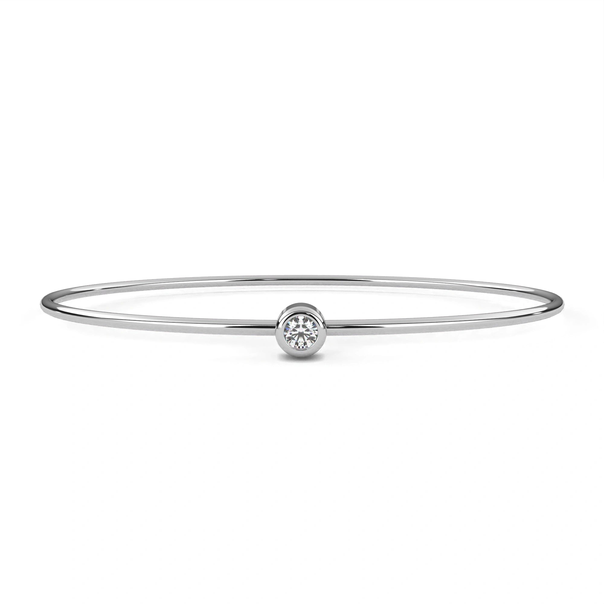 0.11 Carat Bezel Set Diamond Bangle Bracelet in Gold 950 Platinum Natural Diamond