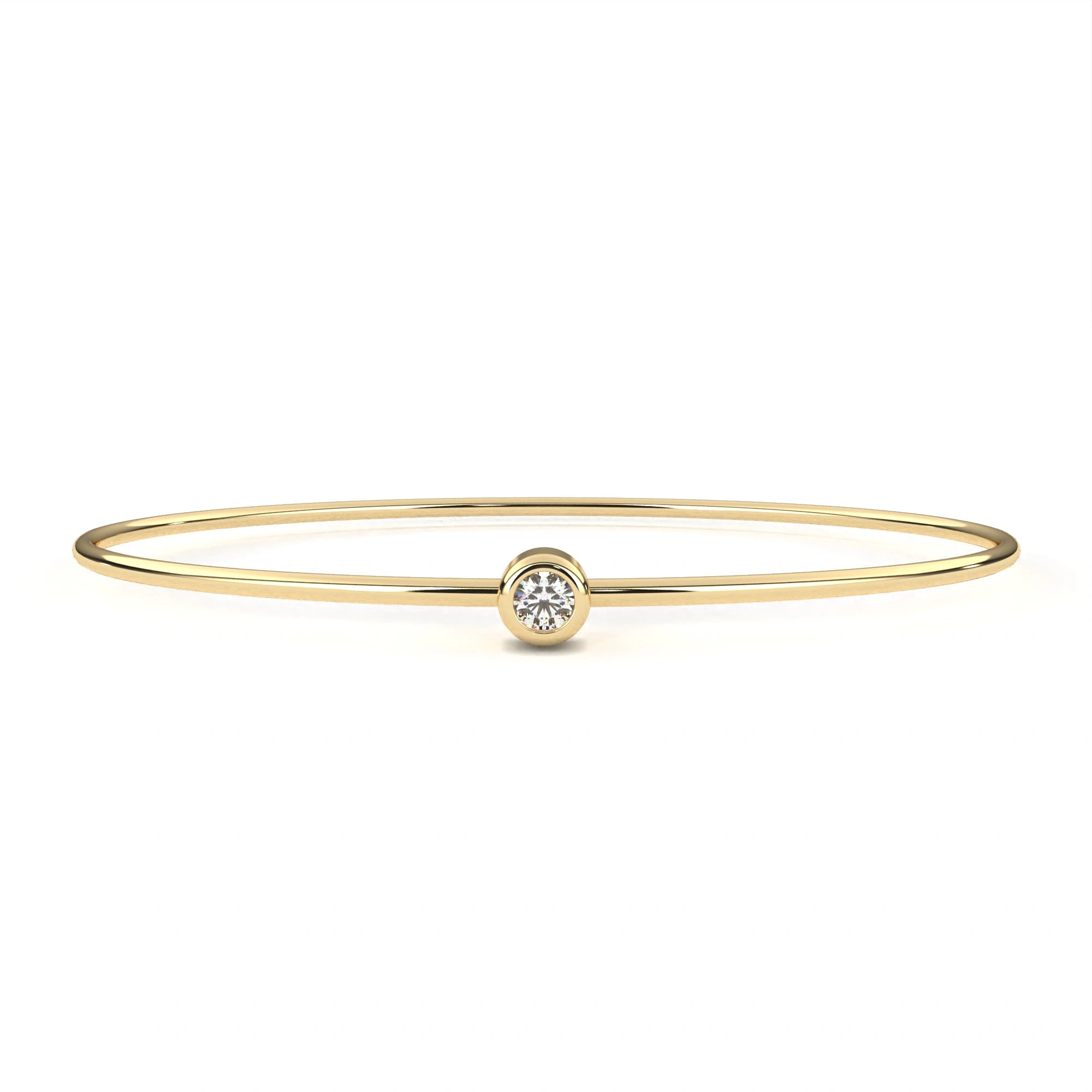 0.11 Carat Bezel Set Diamond Bangle Bracelet in Gold 18K Yellow Gold Natural Diamond