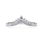 0.15 Carat Round Cut Curved Diamond Wedding Band In Yellow Gold 950 Platinum Natural Diamond ring size