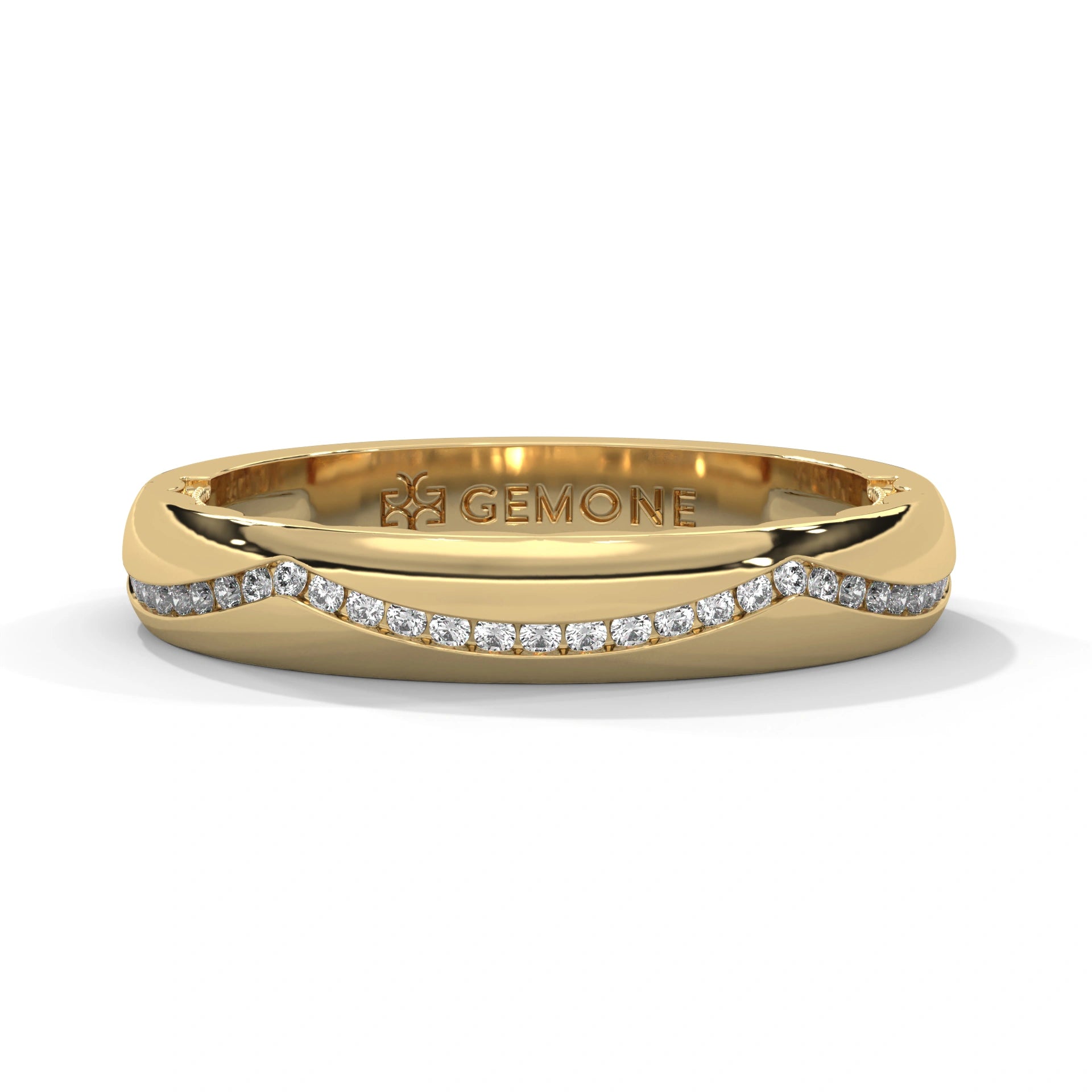 0.16 Ct Lab Diamond Curved Wedding Band Yellow Gold 18K Yellow Gold Natural Diamond