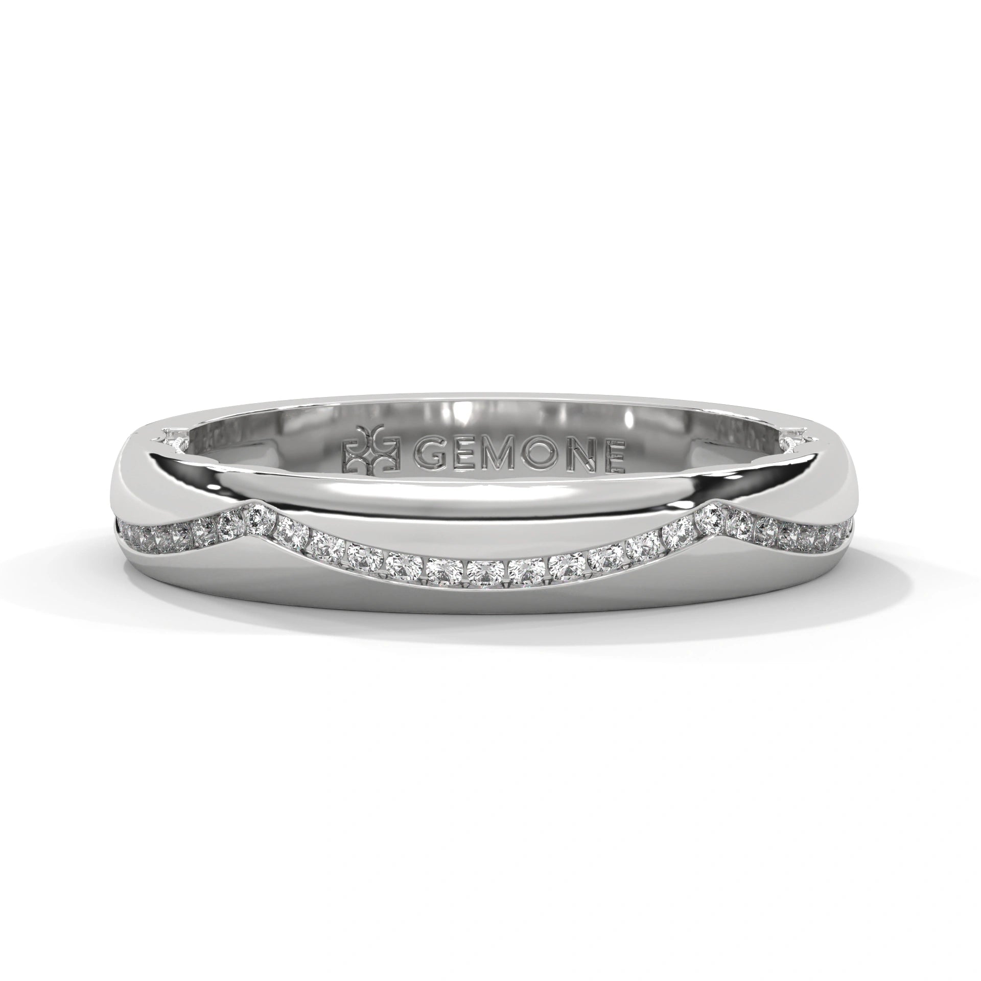 0.16 Ct Lab Diamond Curved Wedding Band Yellow Gold 950 Platinum Natural Diamond