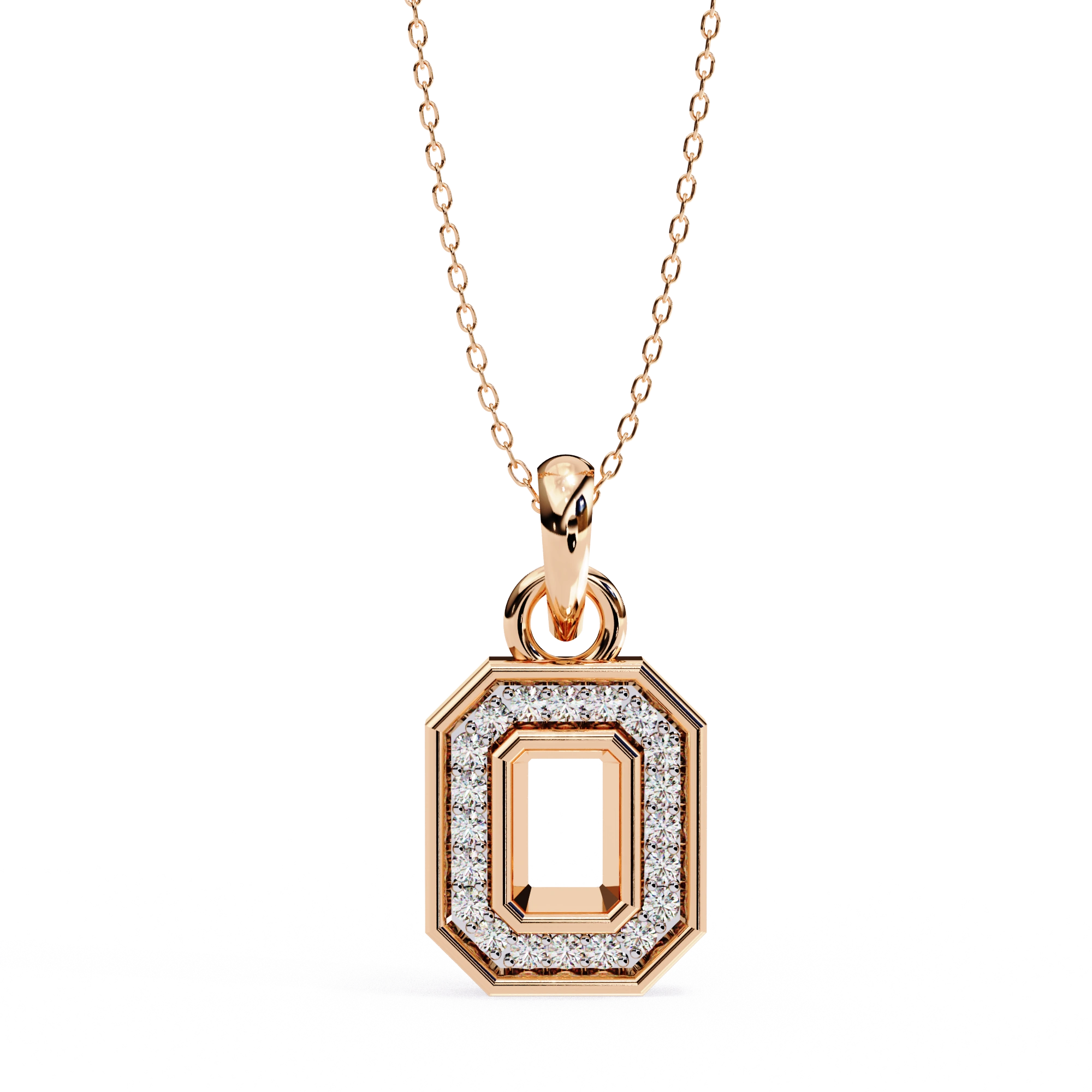 0.20 Ct Lab Diamond Pavé Diamond Pendant in Yellow Gold 18K Rose Gold Natural Diamond