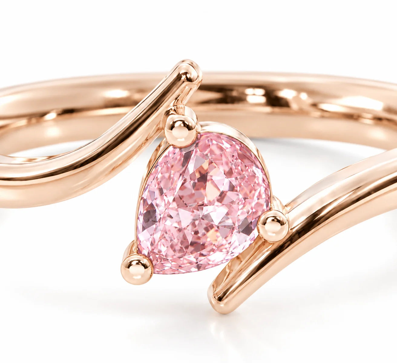0.21 Carat Pink Pear Bypass Ring