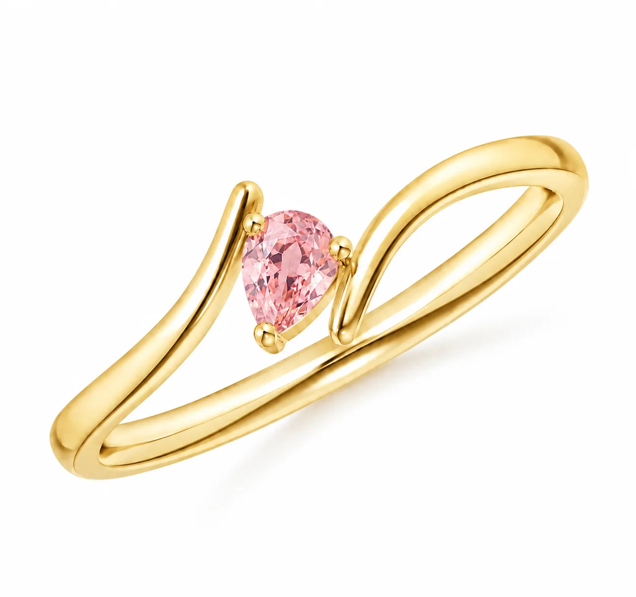0.21 Carat Pink Pear Bypass Ring