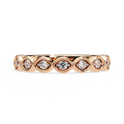 0.21 Carat Round Shape 7 Stone Diamond Wedding Band 18K Rose Gold Natural Diamond Diamond Wedding Bands