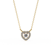 Round Lab Diamond Heart Halo Necklace In Yellow Gold 18K Yellow Gold Natural Diamond