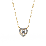 Round Lab Diamond Heart Halo Necklace In Yellow Gold