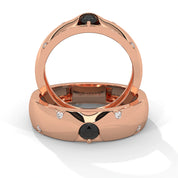 0.31 Carat Men's Black and White Diamond Wedding Band 18K Rose Gold