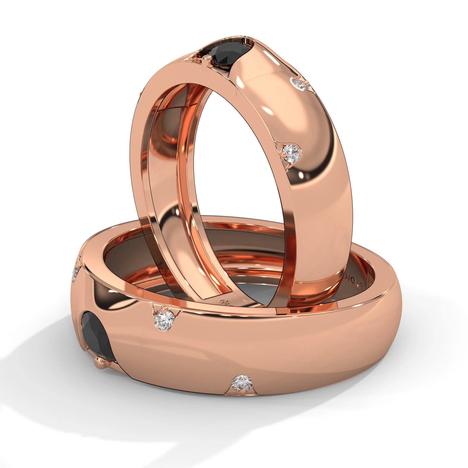 0.31 Carat Men's Black and White Diamond Wedding Band