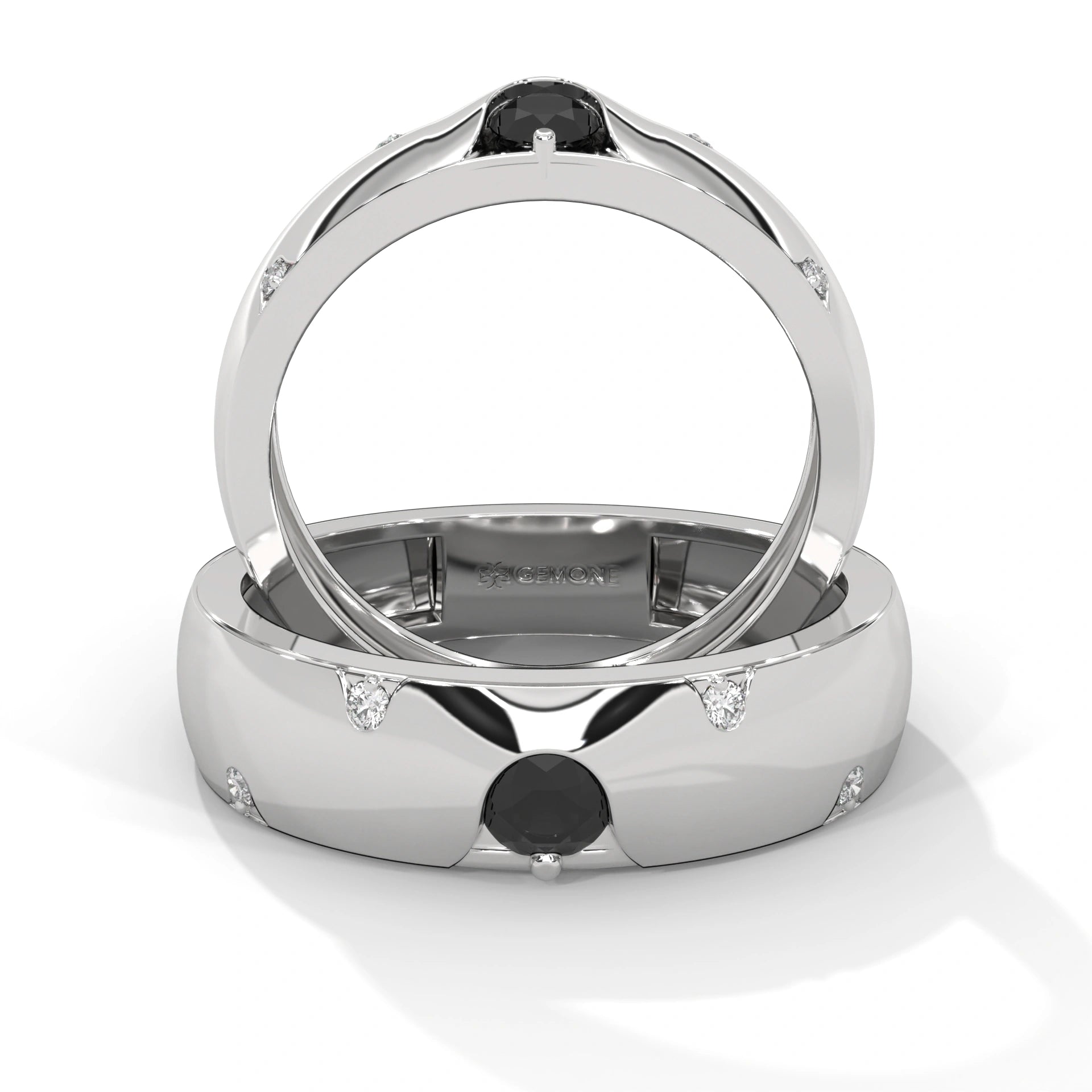 0.31 Carat Men's Black and White Diamond Wedding Band