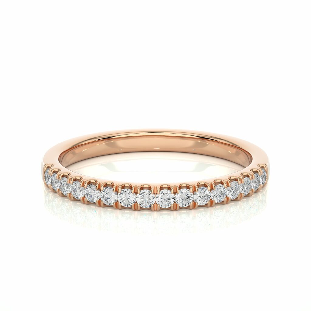 0.29 Ct Round Cut Prong Setting Diamond Half Eternity Band 18K Rose Gold Natural Diamond Diamond Wedding Bands