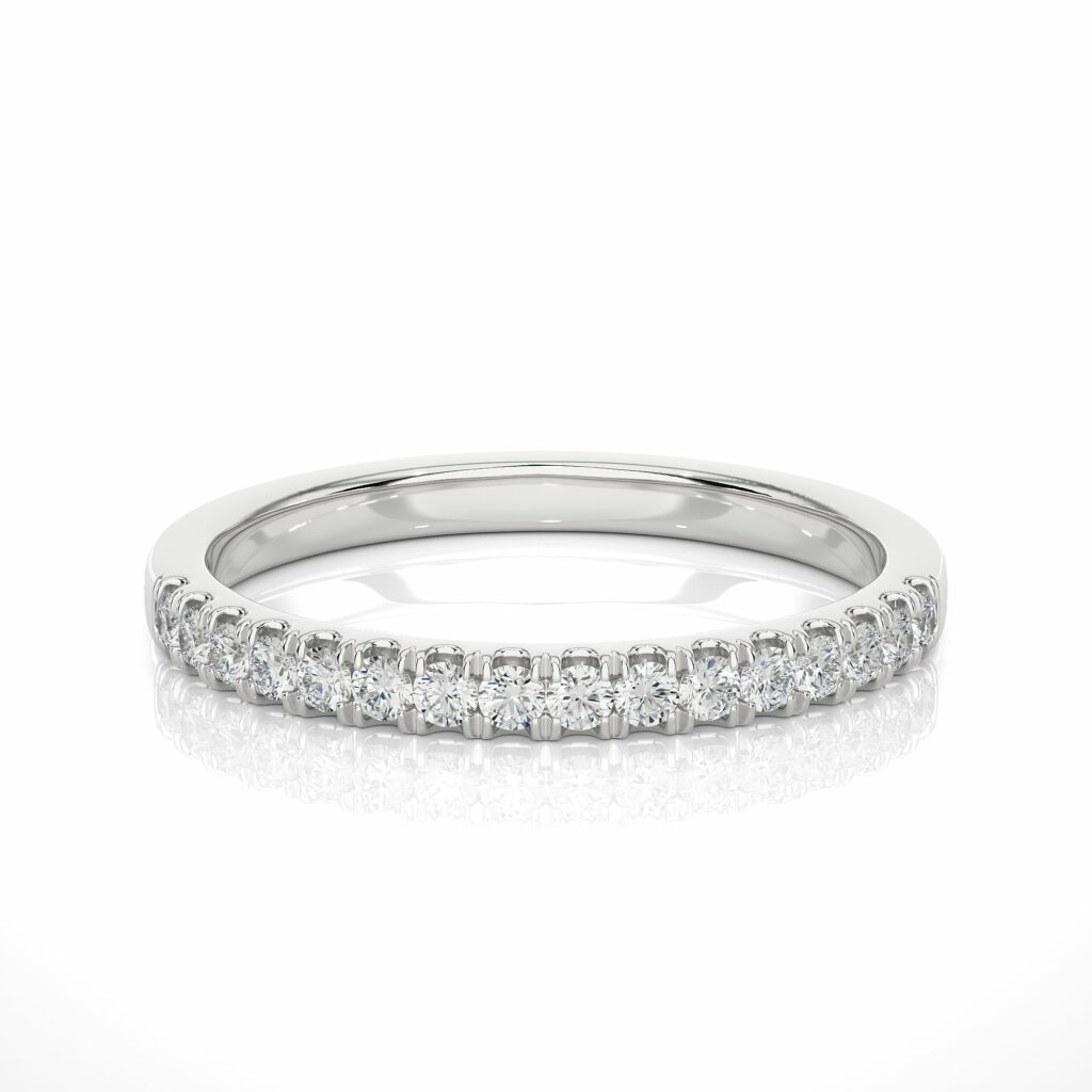 0.25 Ct Round Cut Prong Setting Diamond Half Eternity Wedding Band 950 Platinum Natural Diamond