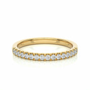 0.25 Ct Round Cut Prong Setting Diamond Half Eternity Wedding Band 18K Yellow Gold Natural Diamond