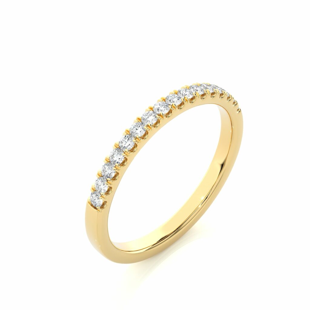0.25 Ct Round Cut Prong Setting Diamond Half Eternity Wedding Band