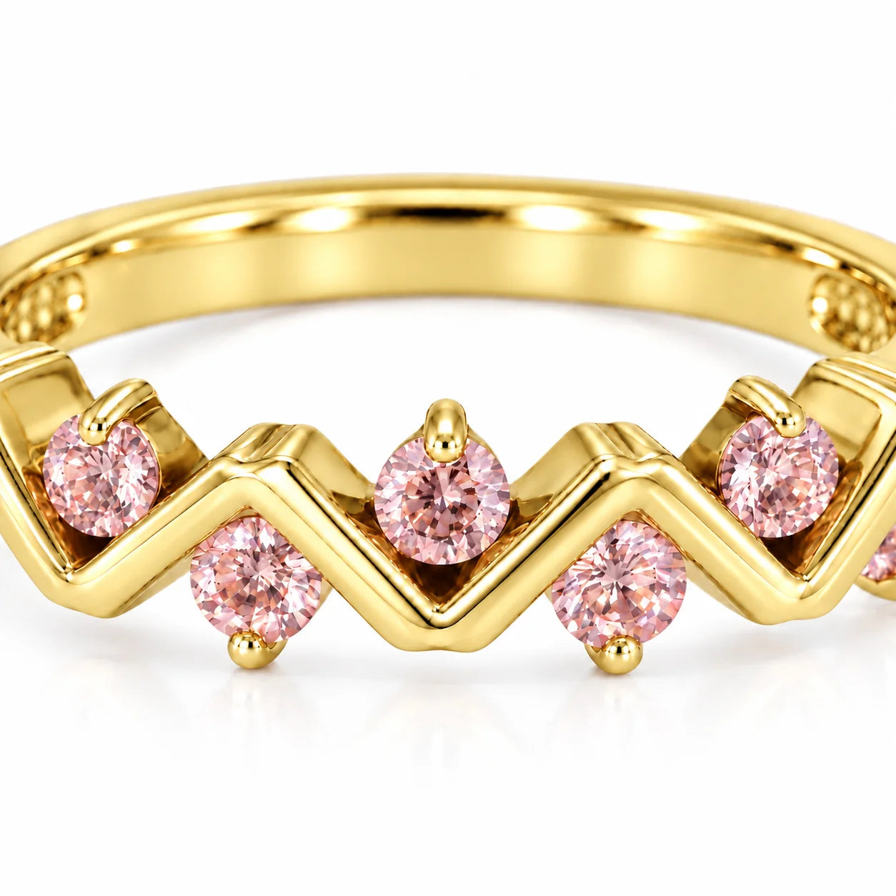 0.25 Carat Concertina Pink Diamond Wedding Ring